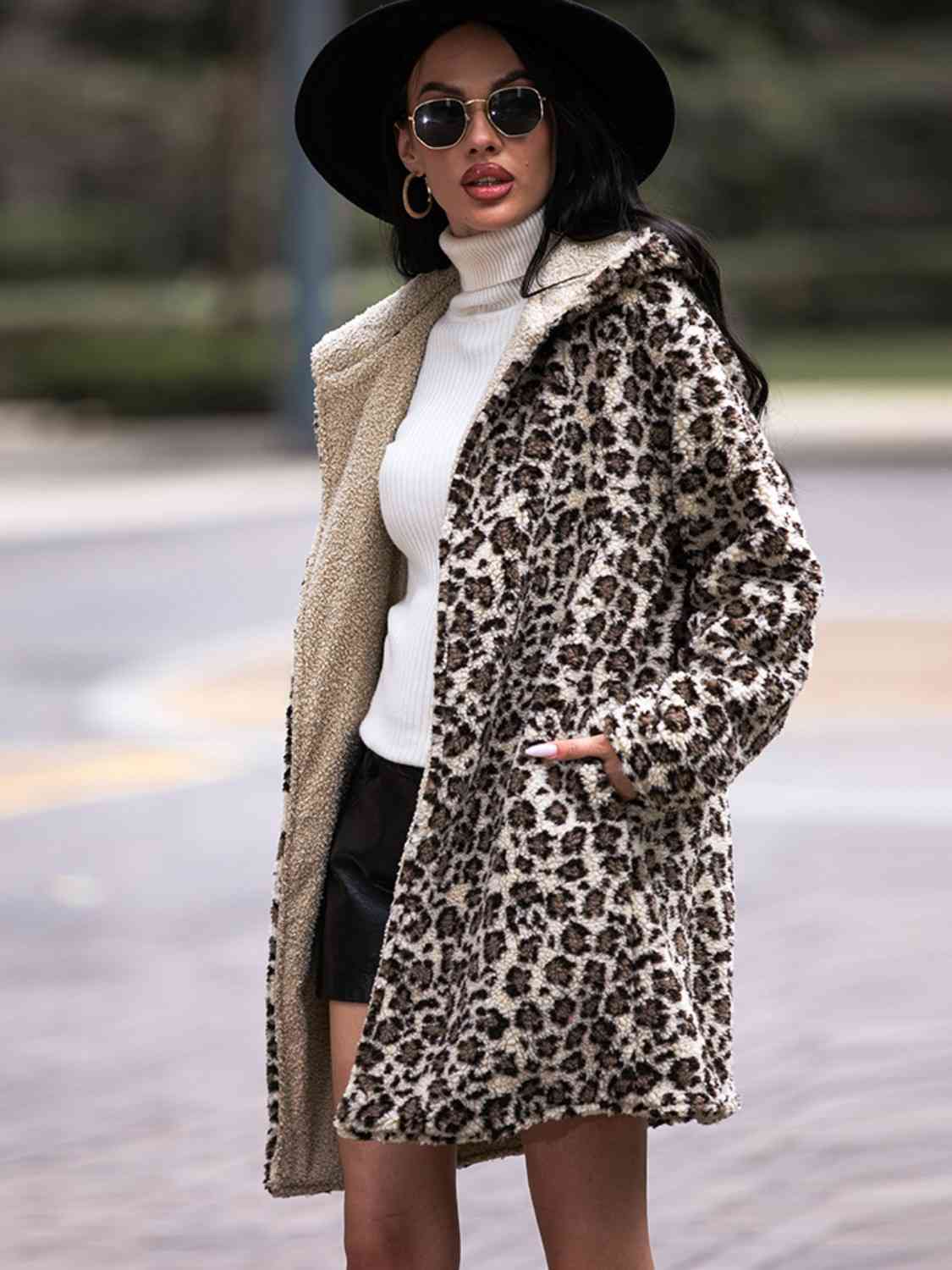 Classy Cozy Leopard Hooded Coat
