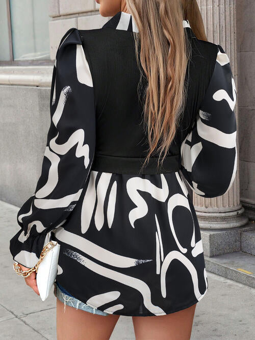 Collared Neck Black / White Contrast Shirt