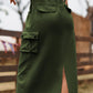 Drawstring Cargo Denim Skirt ( 4 Colors, S - 2X )