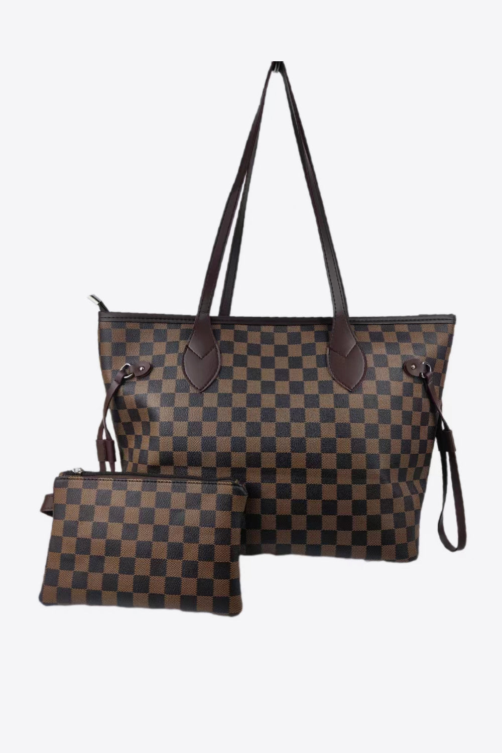 Checker Tote Bag with Free Pouch