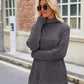Ribbed Turtleneck Long Sleeve Slit Knit Top