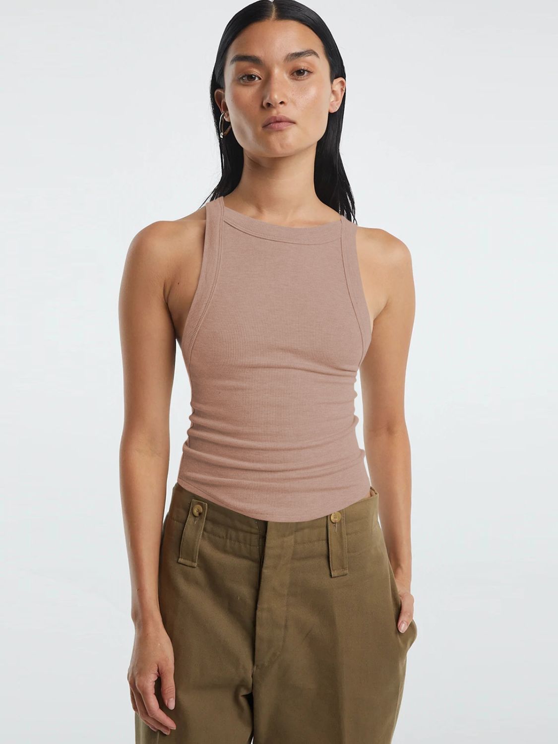 Halter Neck Ribbed Cropped Shirt (8 Colors)