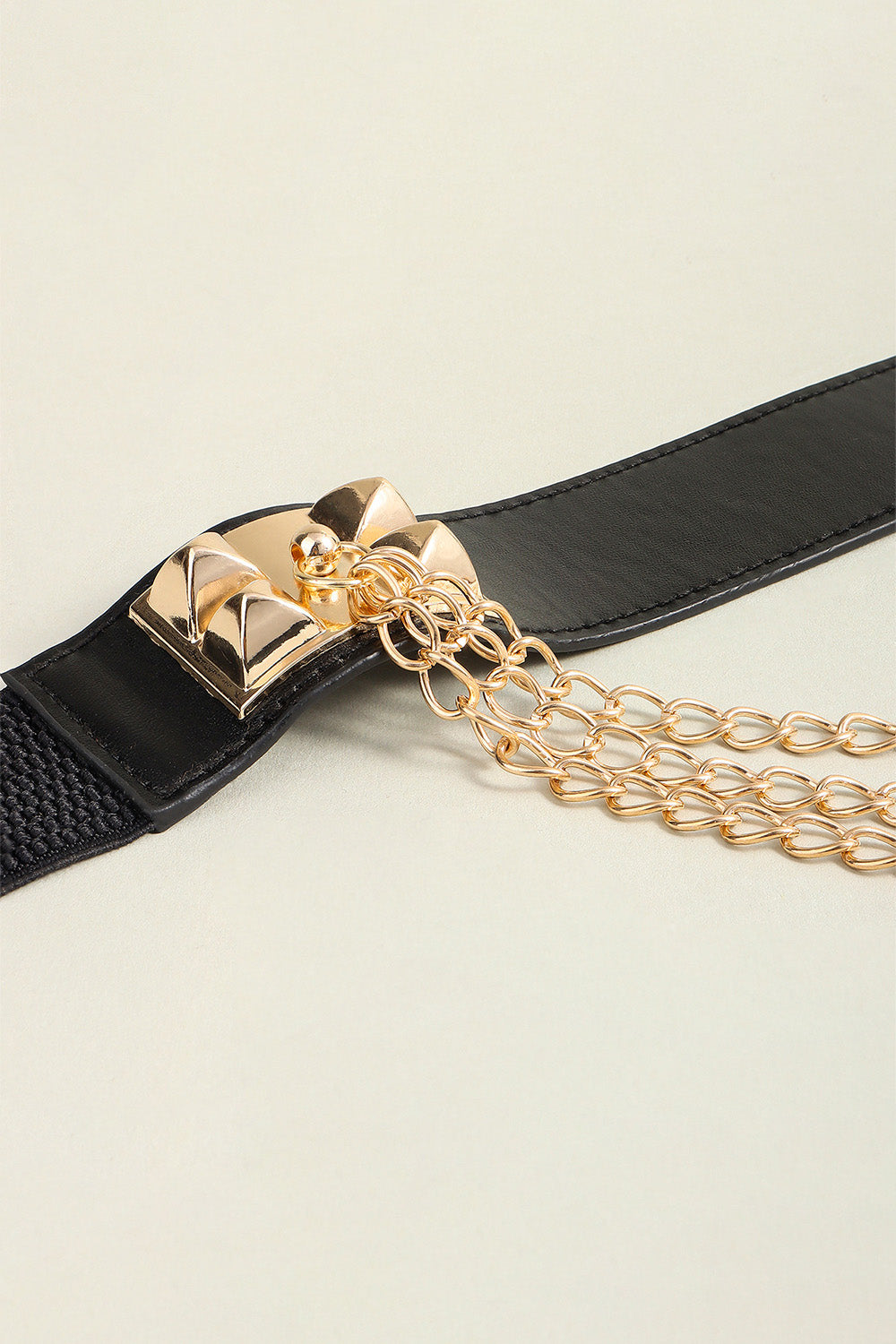 Black Elastic Belt with Chain