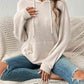 Ribbed Dropped Shoulder Drawstring Hoodie