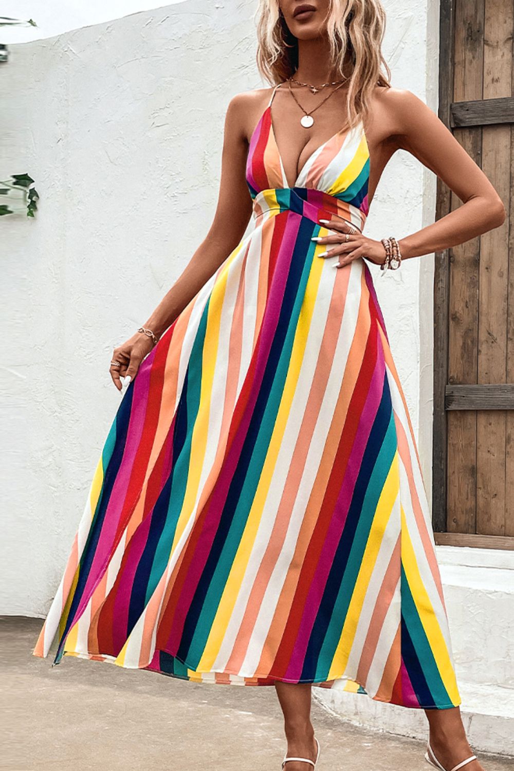 Stripe Crisscross Beach Dress ( 5 Colors / S - 2X )