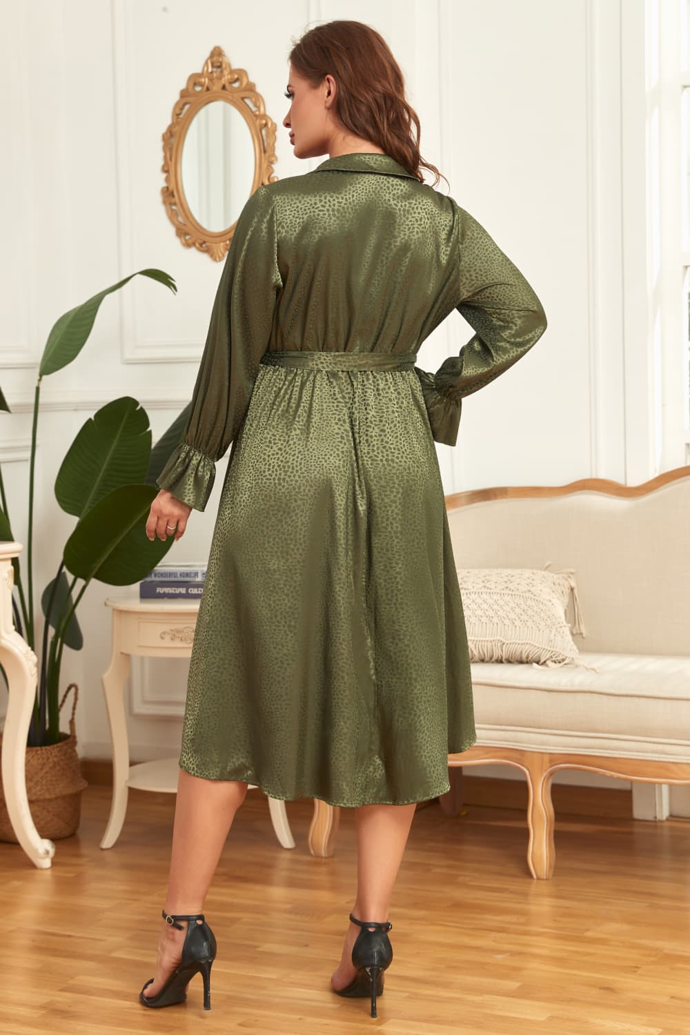 Classic Flounce Sleeve Midi Dress (1X - 4X)