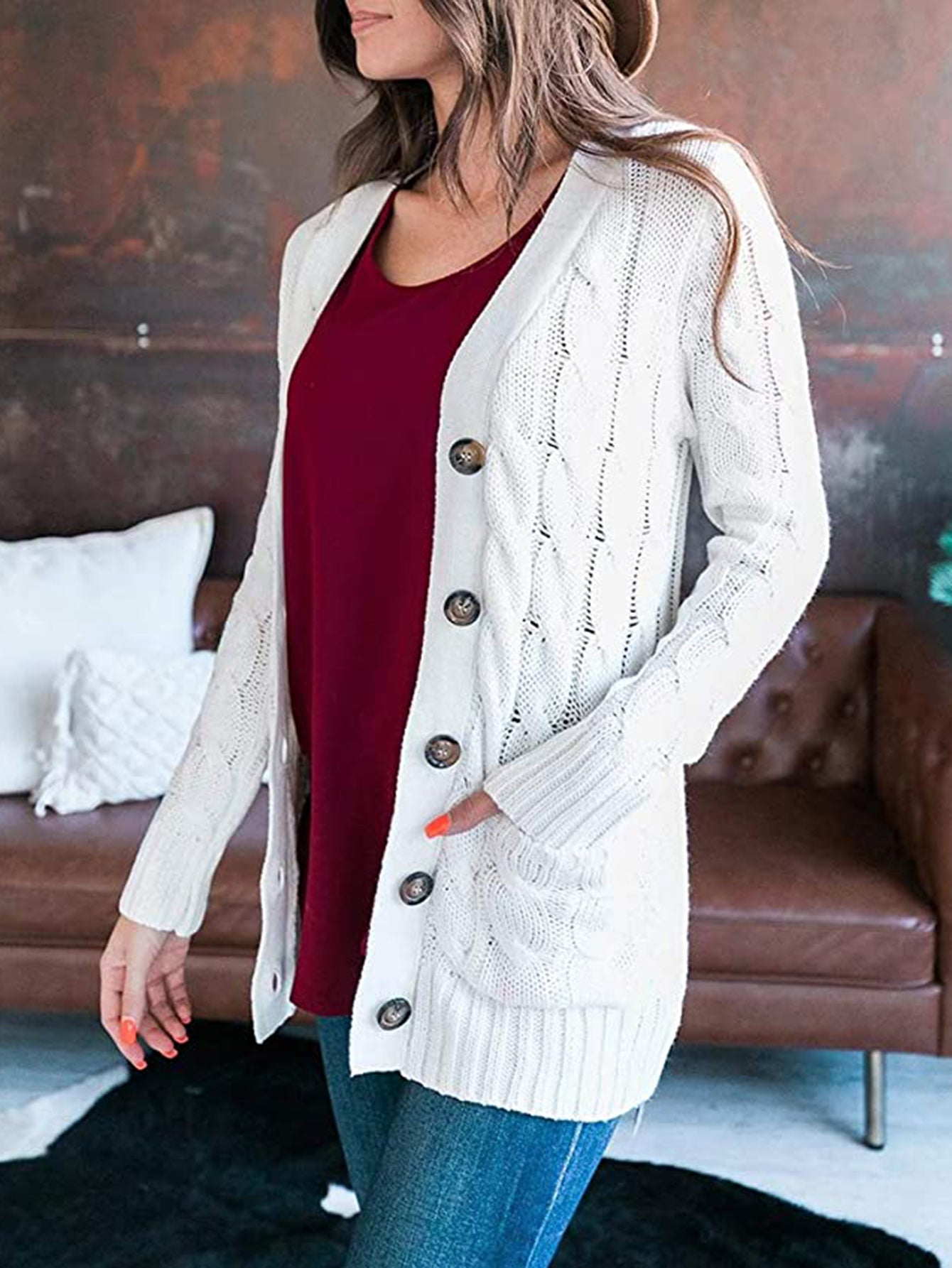 7 Cable-Knit Button Down Cardigan Sweaters