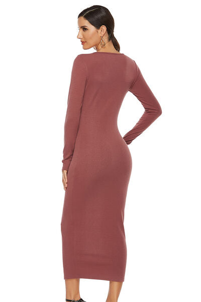 3 Classic Ribbed Scoop Neck Sweater Dress