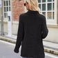 Ribbed Turtleneck Long Sleeve Slit Knit Top