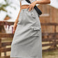 Drawstring Cargo Denim Skirt ( 4 Colors, S - 2X )