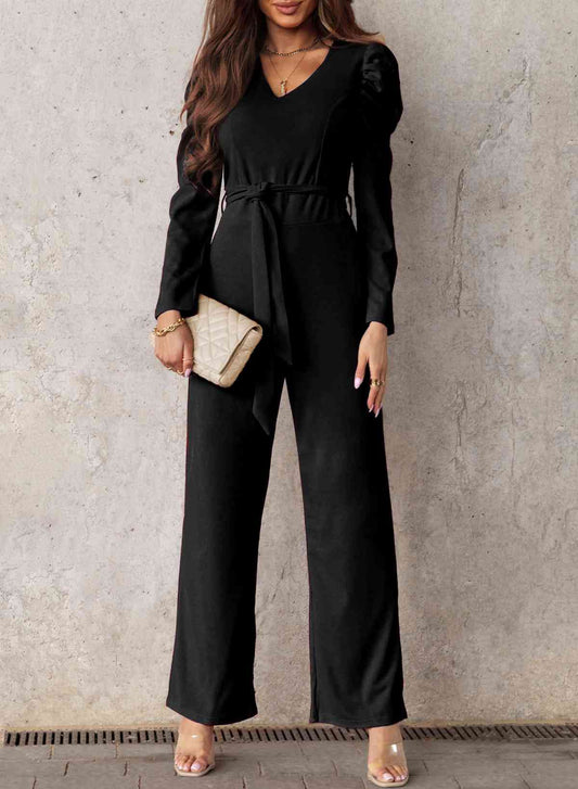 8 Classy Puff Sleeve V-Neck Jumpsuit