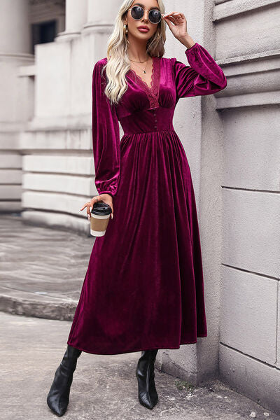 Elegant Lace Balloon Sleeve Dress