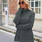 Ribbed Turtleneck Long Sleeve Slit Knit Top