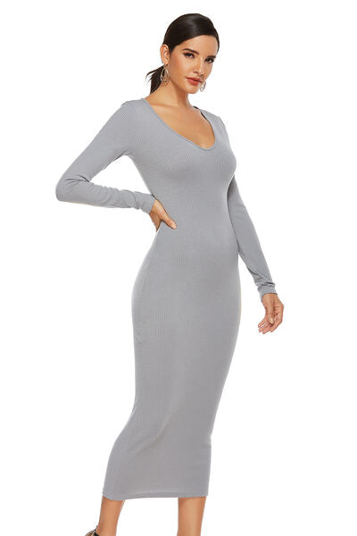 3 Classic Ribbed Scoop Neck Sweater Dress
