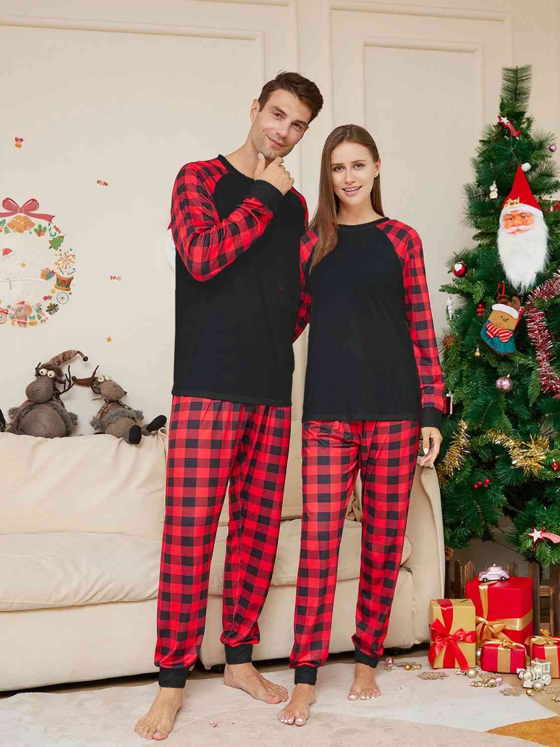 Raglan Sleeve Plaid Christmas PJ Sets (1X - 4X)