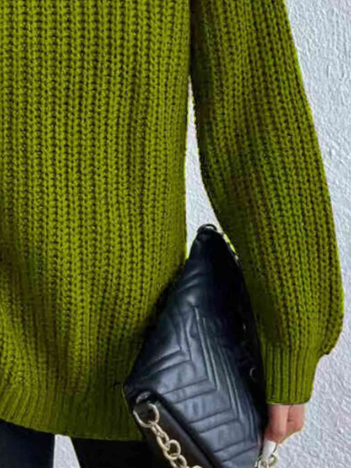 12 Turtleneck Rib-Knit Slit Sweater (S-3X)