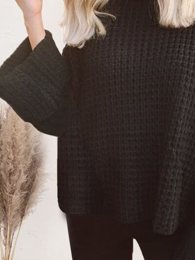 7 Cozy Waffle-Knit Turtleneck Sweater - One Size