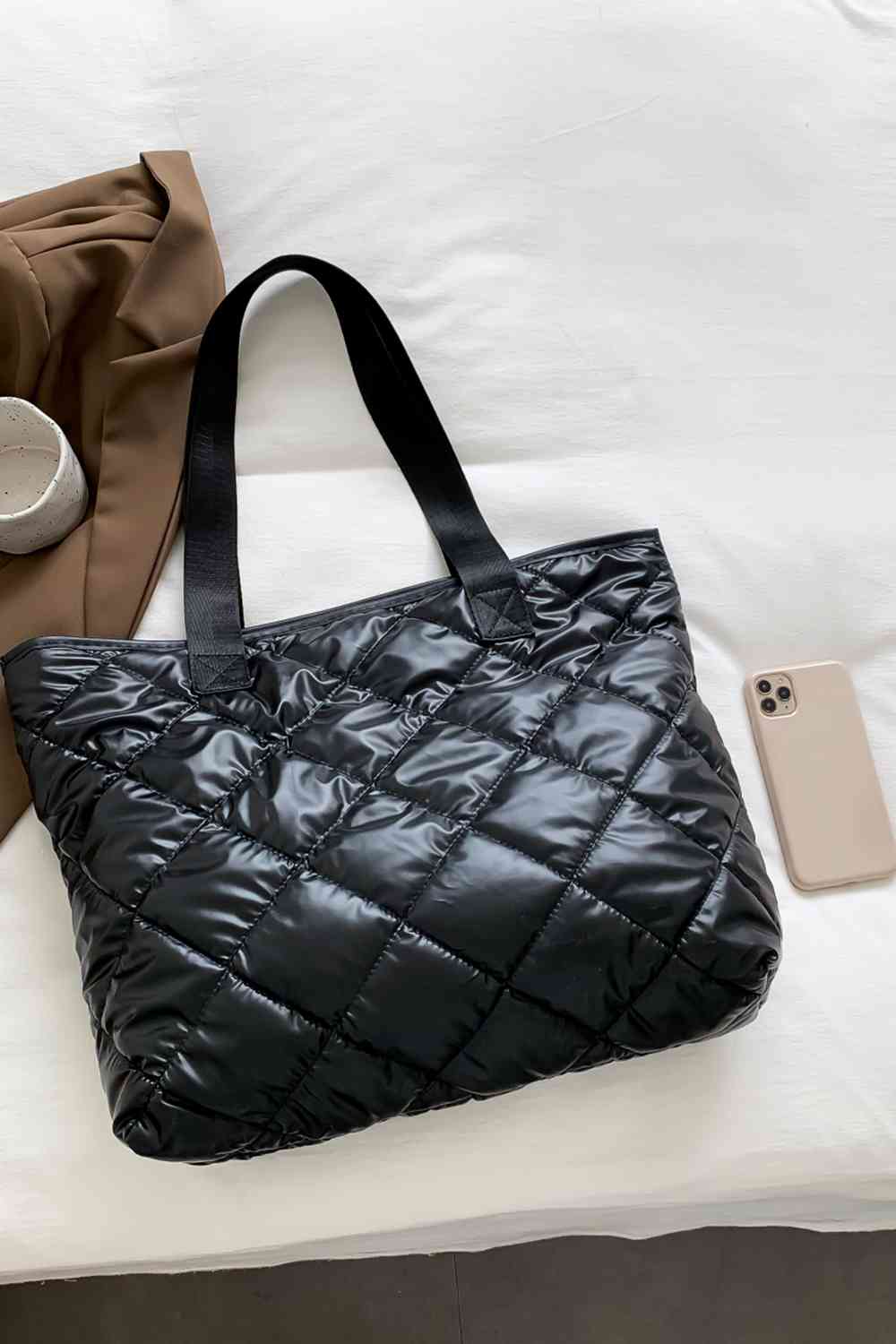 Black Vegan Leather Tote Bag