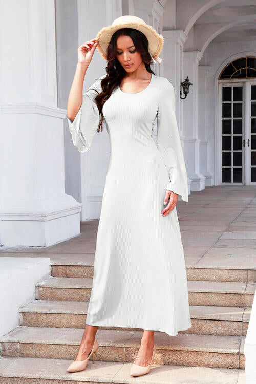 Classy Tie Waist Ribbed Long Dress - 9 Colors
