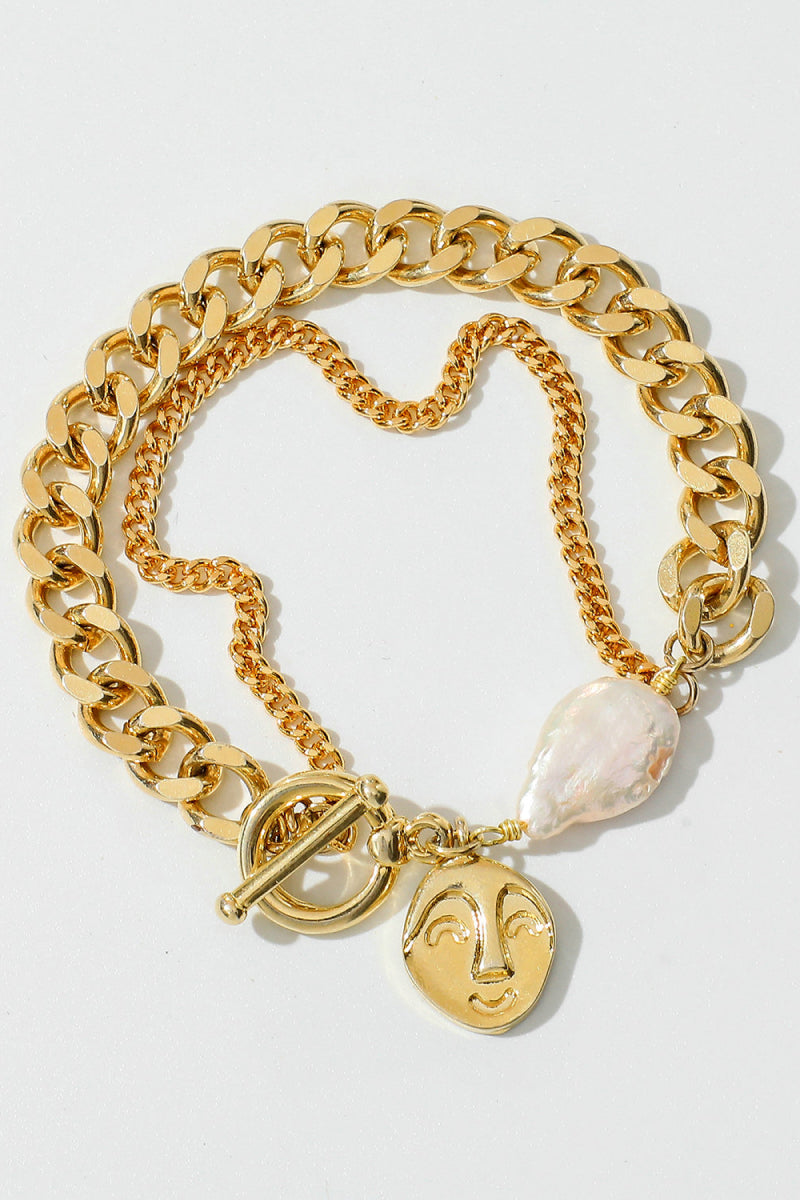 Luxurious Pearl 18K GP Chain Bracelet