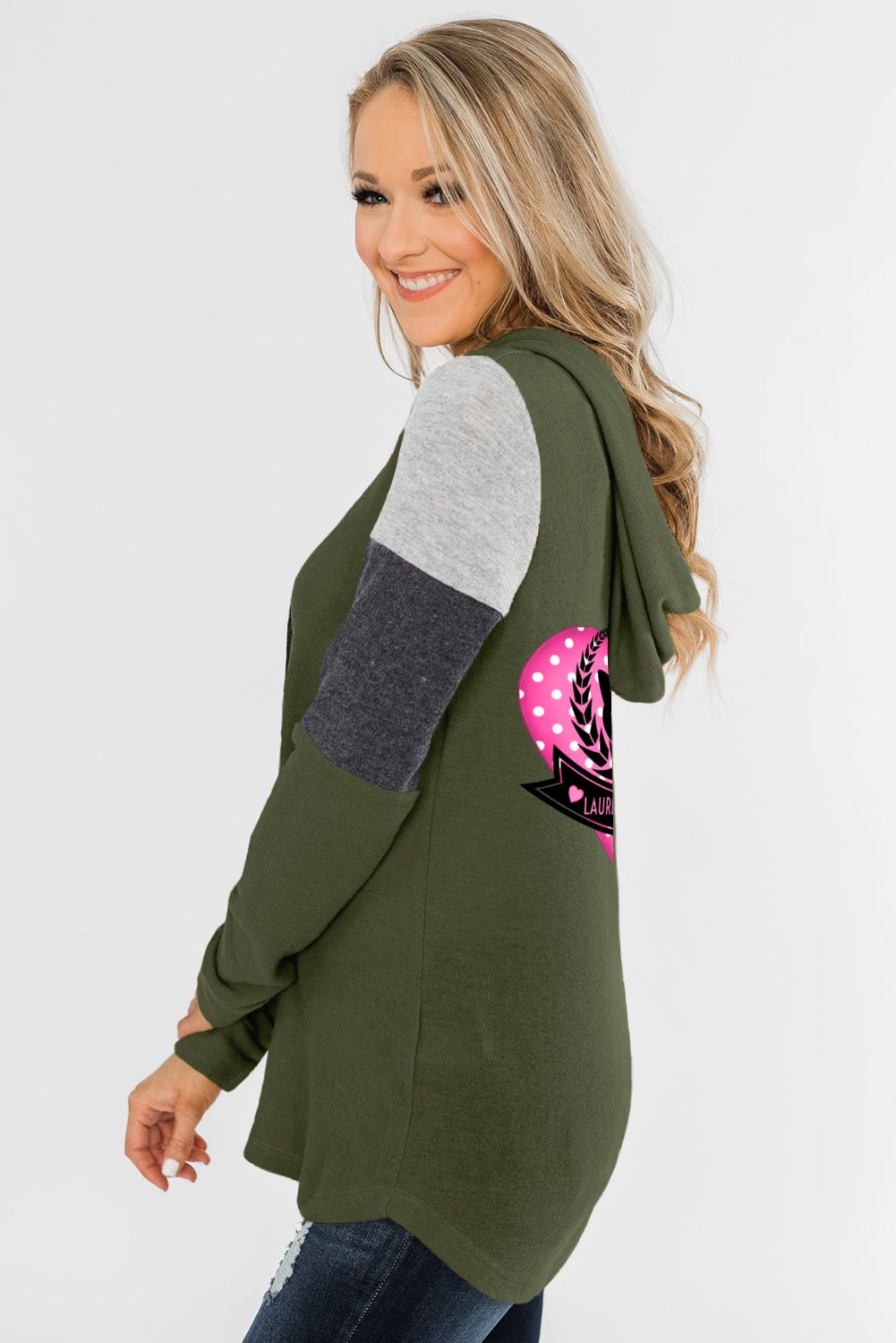 LaurenNichole Women's Soft Cozy Woolen Color Block Hoodie