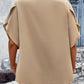 Classy Tan Flutter Sleeve Tunic Shirt ( 1X - 4X )