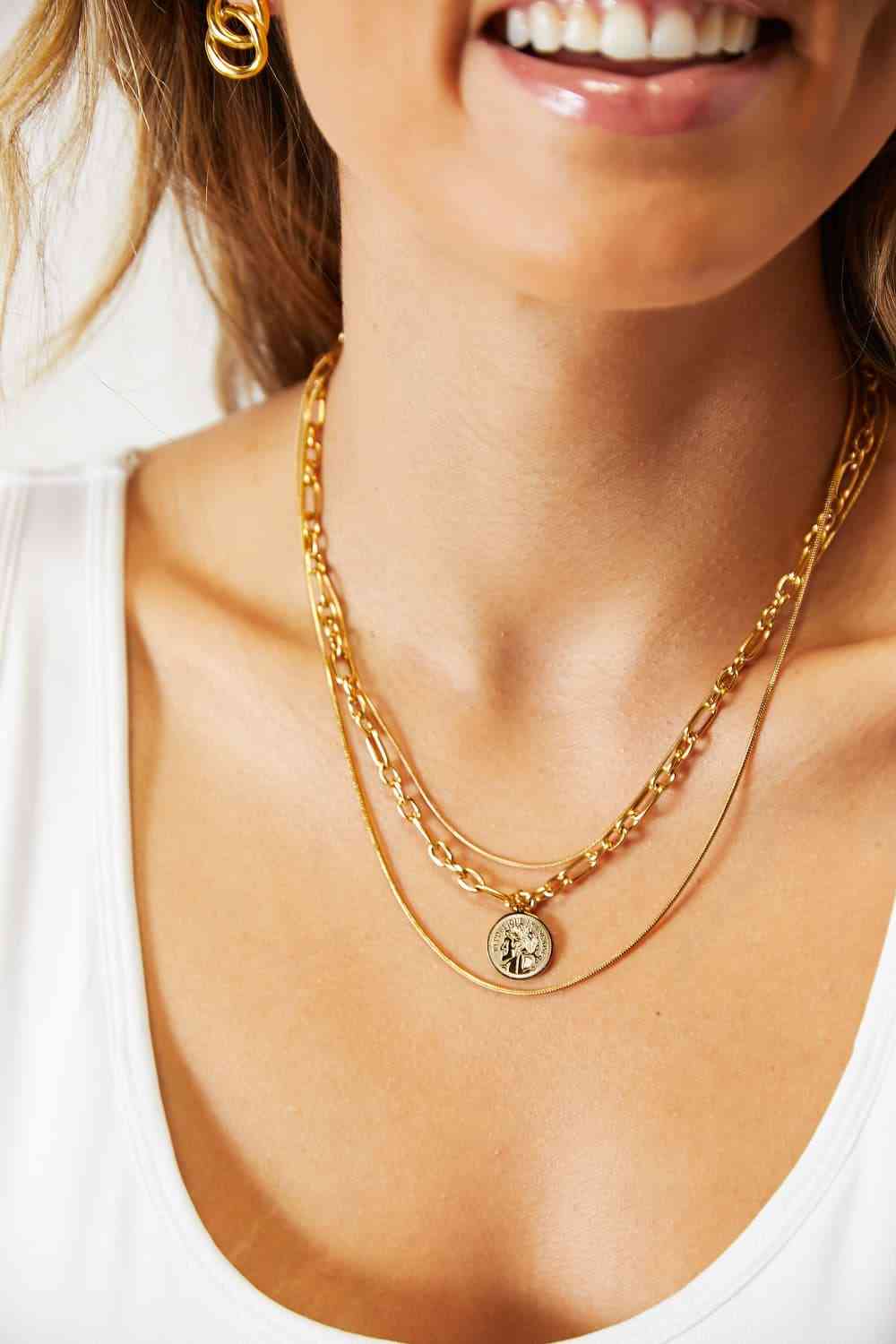 Classic Coin Layered Chain Necklace