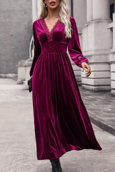 Elegant Lace Balloon Sleeve Dress