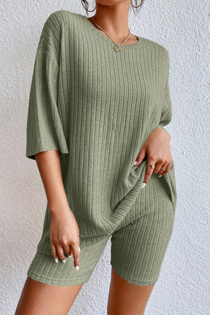 Ribbed Boyfriend Lounge Outfits in 3 Colors