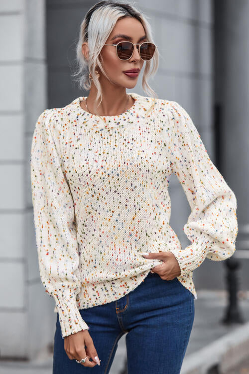 Cozy Cream Heathered Sweater ( S - 2X )