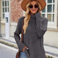 Ribbed Turtleneck Long Sleeve Slit Knit Top
