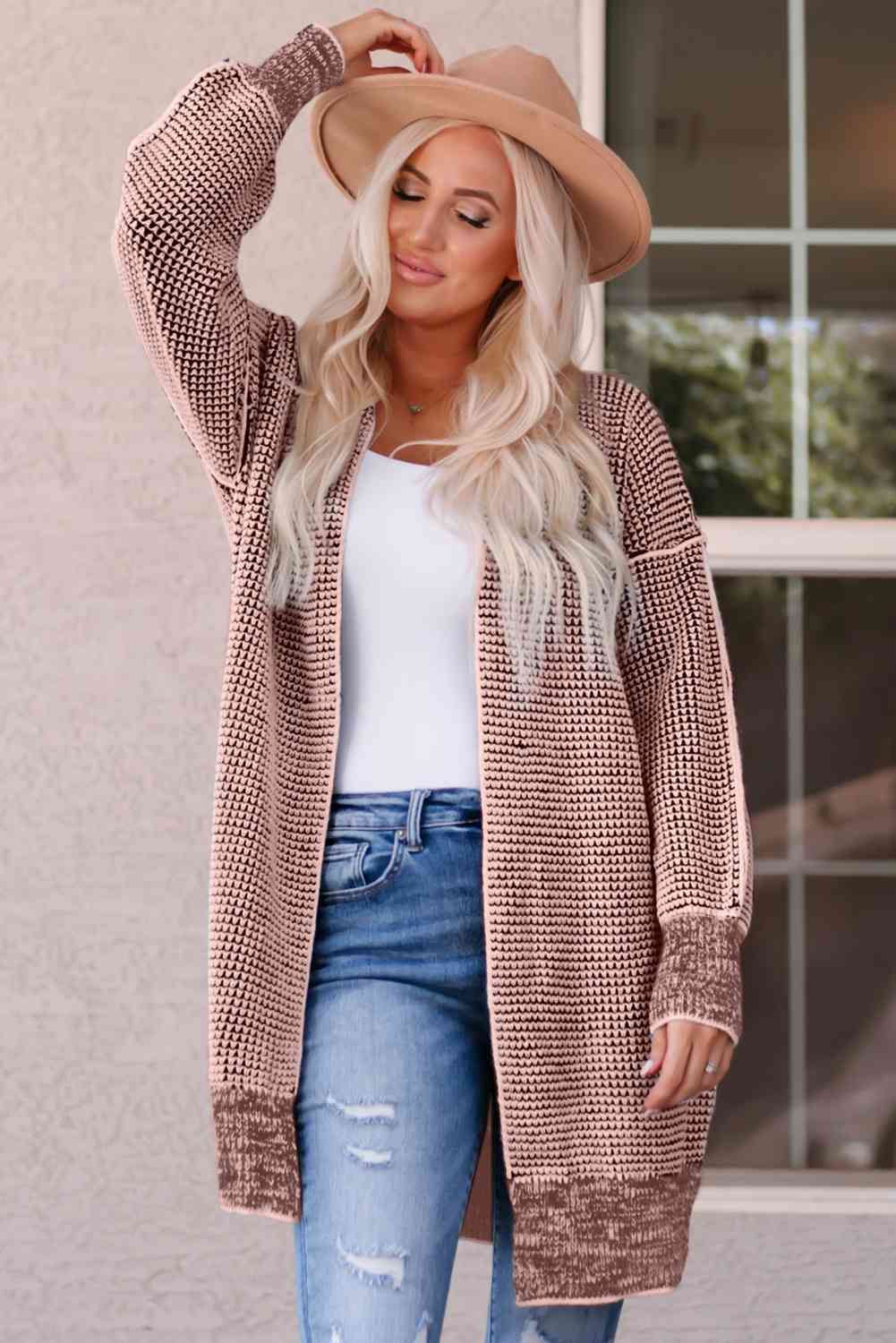 5 Woven Heather Longline Cardigan