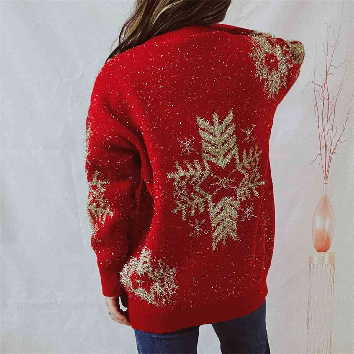 Snowflake Pattern Long Sleeve Sweater