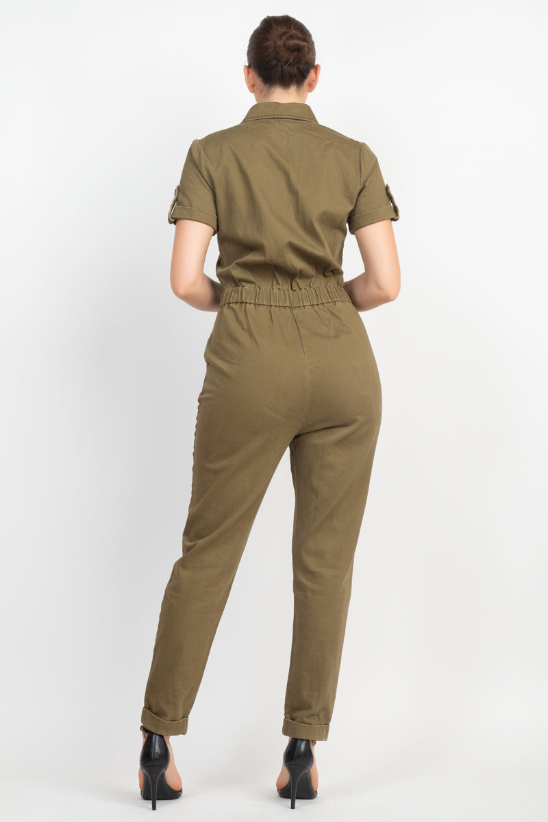 Classic Chic Safari Jumpsuit - Olive
