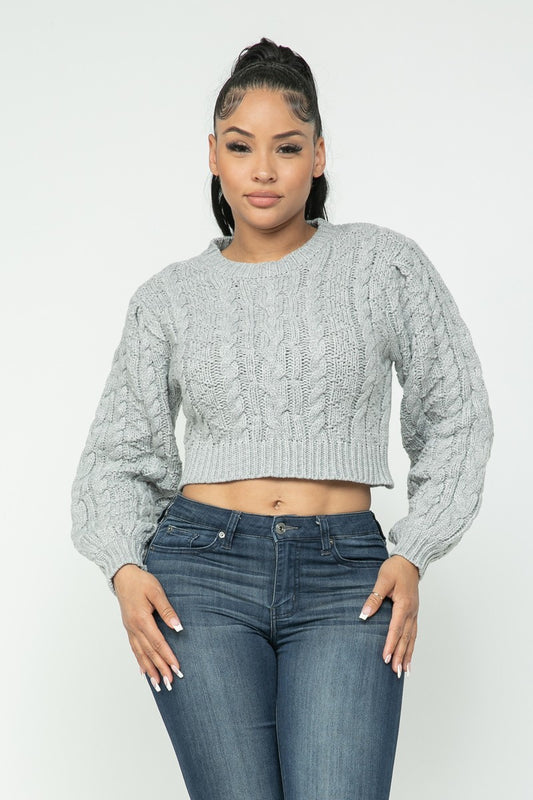 Luxurious Cozy Cable Knit Crop Sweater