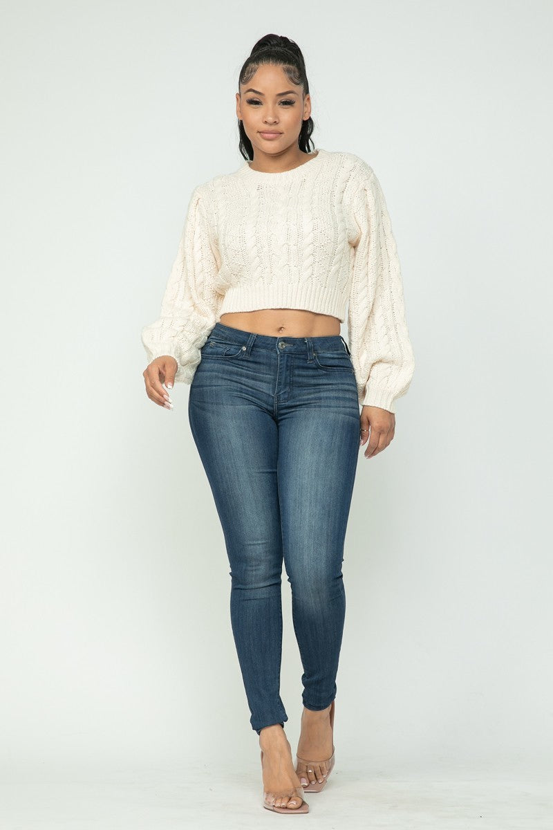 Luxurious Cozy Cable Knit Crop Sweater