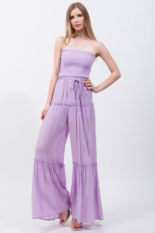The Classy Lilac Tube Ruffle Jumpsuit