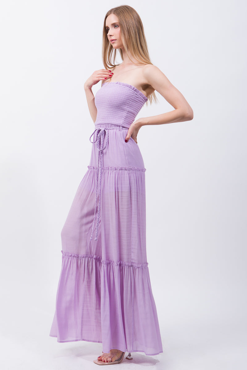 The Classy Lilac Tube Ruffle Jumpsuit