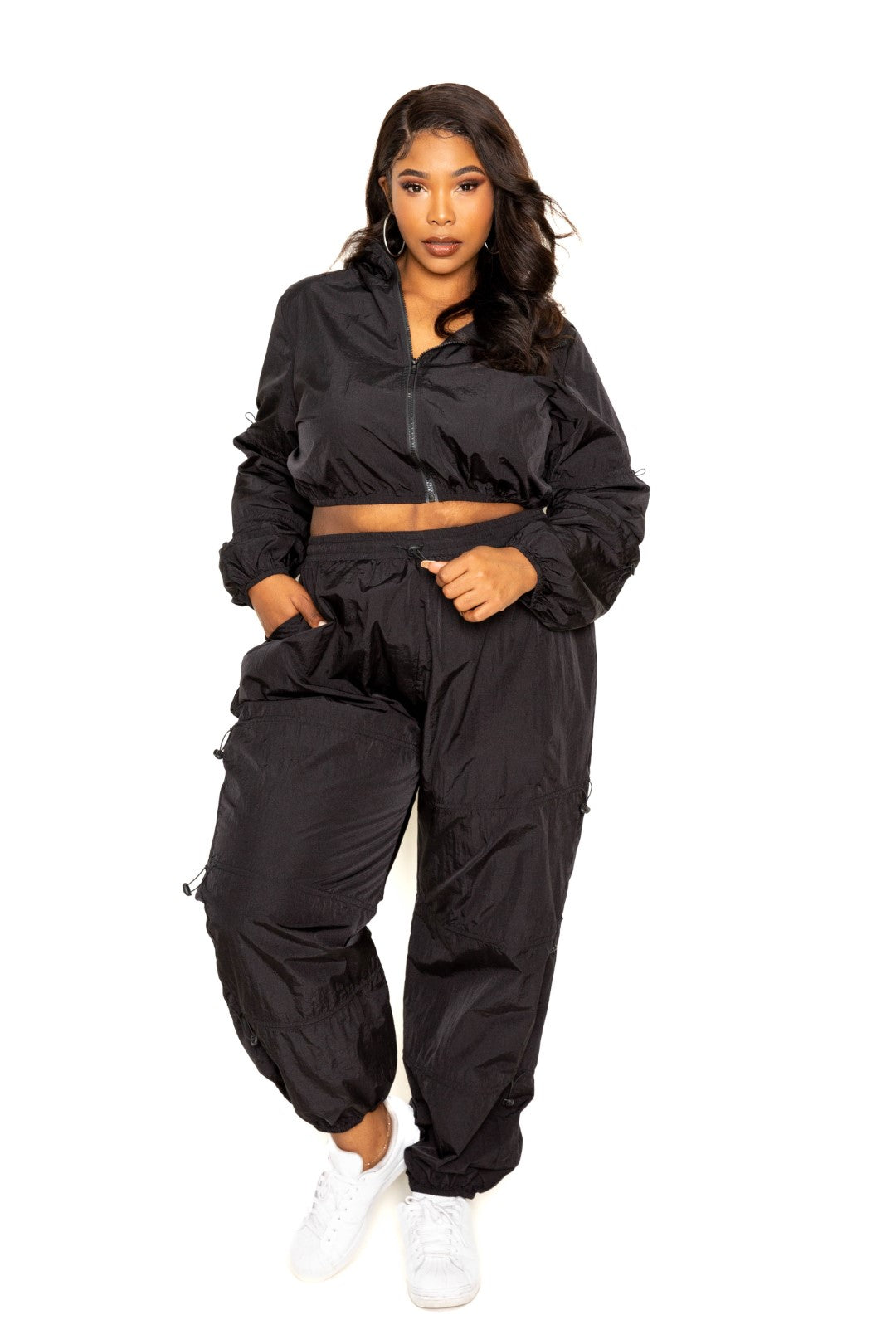 Black Cropped Cord Lock Outfit (XL - 3X)