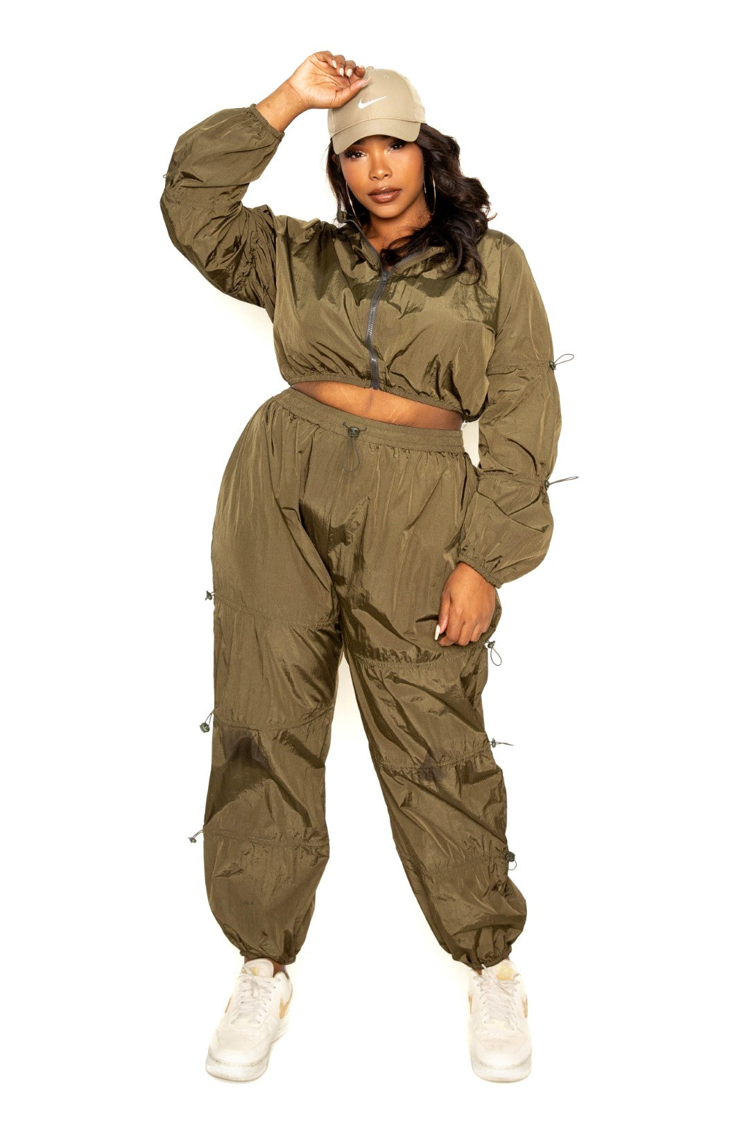 Olive Cropped Cord Lock Outfit (XL - 3X)
