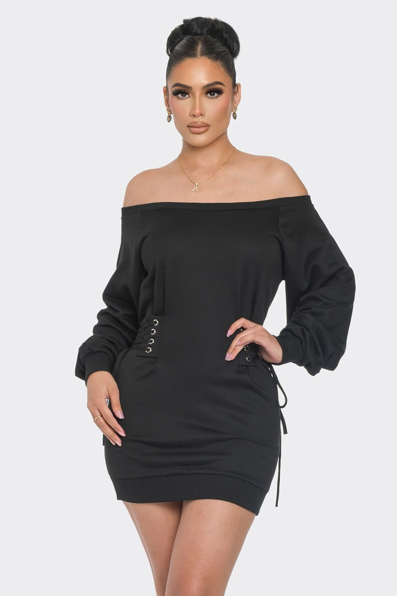 Classy Black Off Shoulder Mini Dress