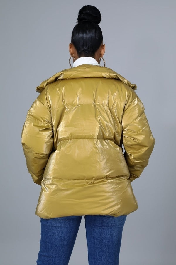 Cozy Chic Gold Yellow Puffer Jacket