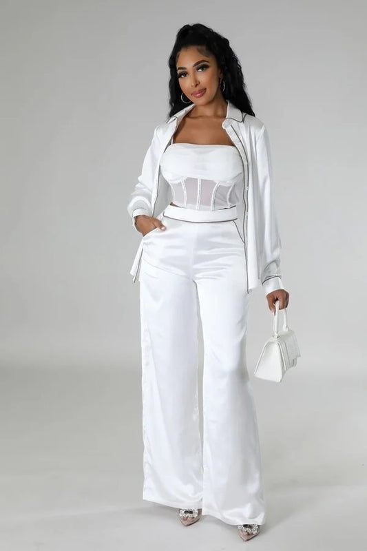 The Classic Ivory Satin Outfit