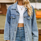 Collared Buttoned Denim Jacket ( S - 2X)