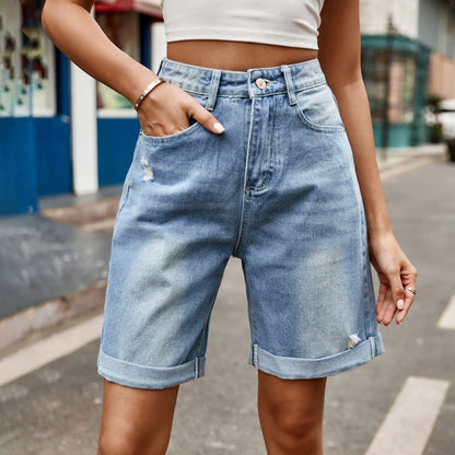 The Casual Distressed Denim Shorts ( S - 2X )