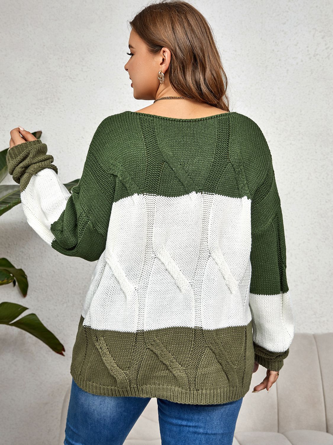 Color Block Cozy Sweater ( 1XL - 3X)