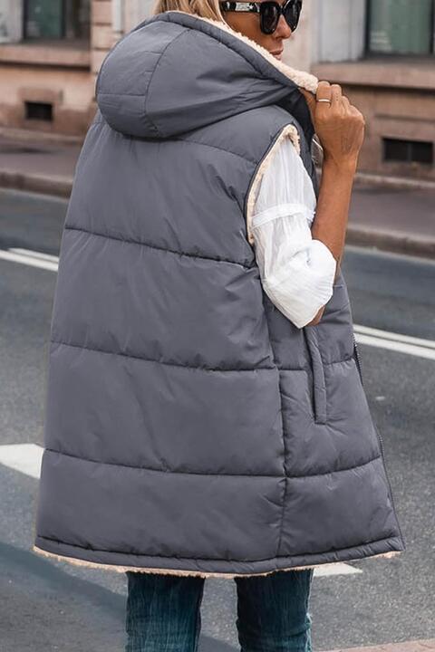 Zip-Up Longline Hoodie Vest ( S - 2X)