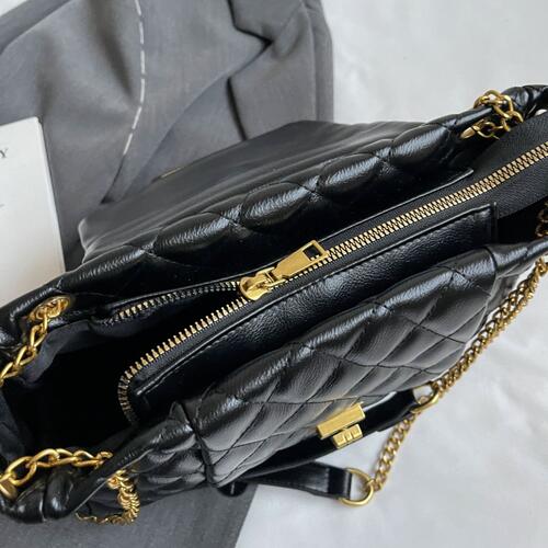Black Vegan Leather Shoulder Bag