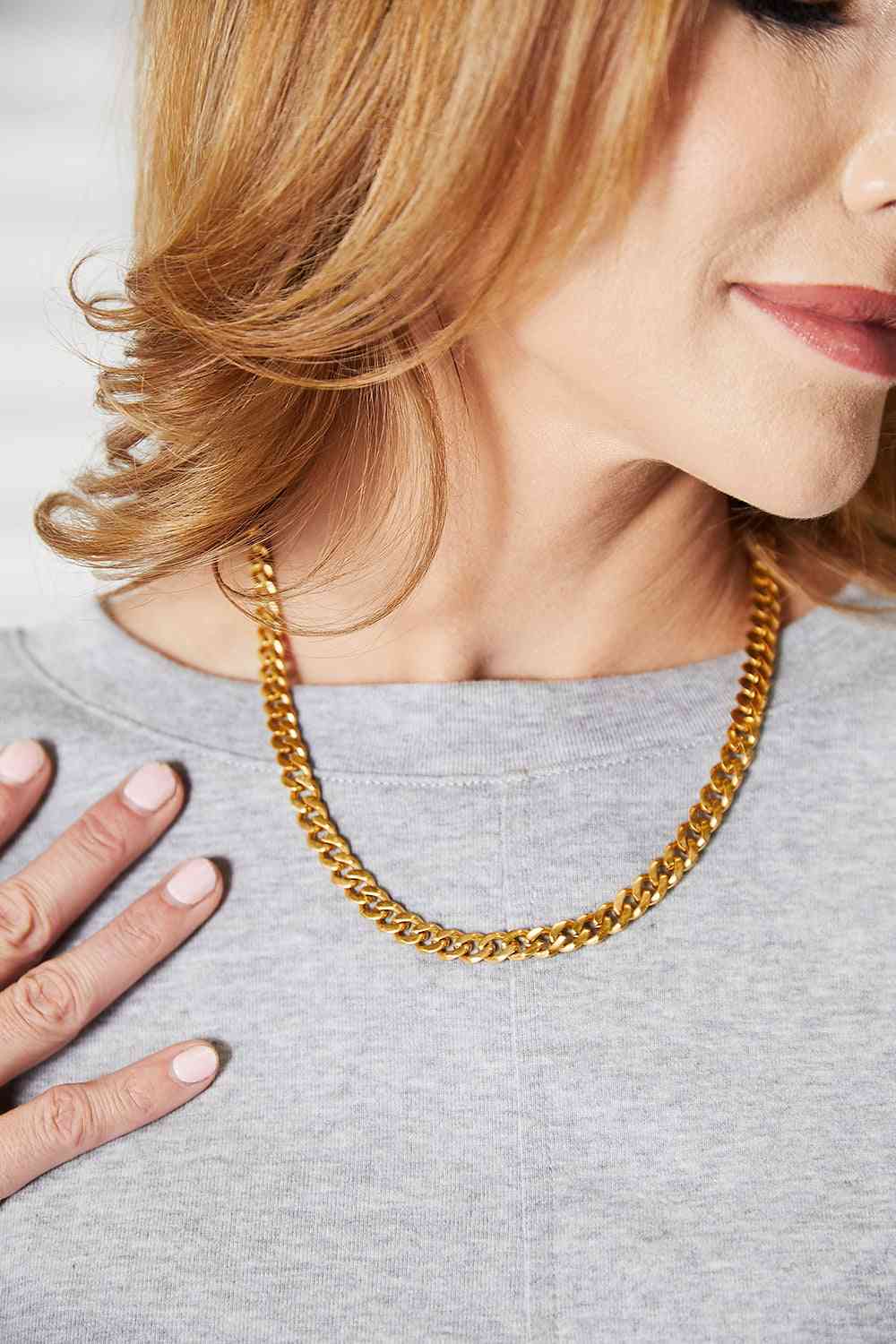 Luxurious Curb Chain 18K Gold Plated Necklace