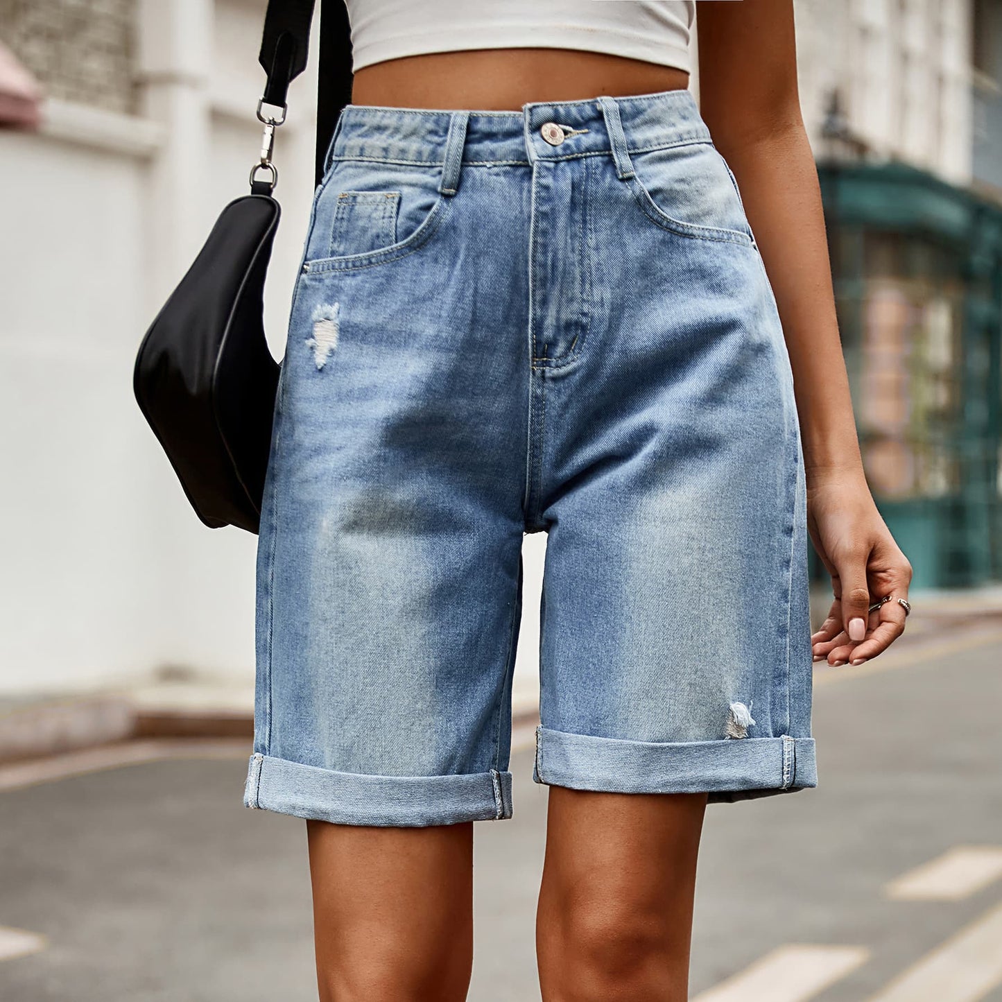 The Casual Distressed Denim Shorts ( S - 2X )